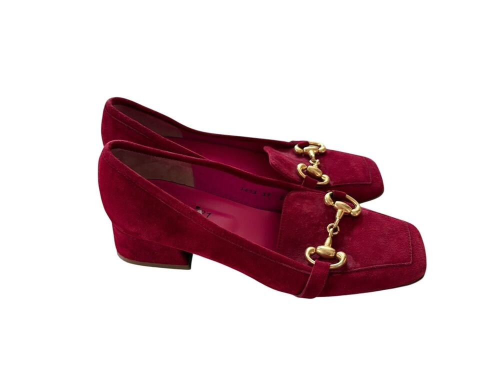 Vintage Ferca 81 Burgundy Suede Bit Loafers Square Toe Made in Italy Size 39